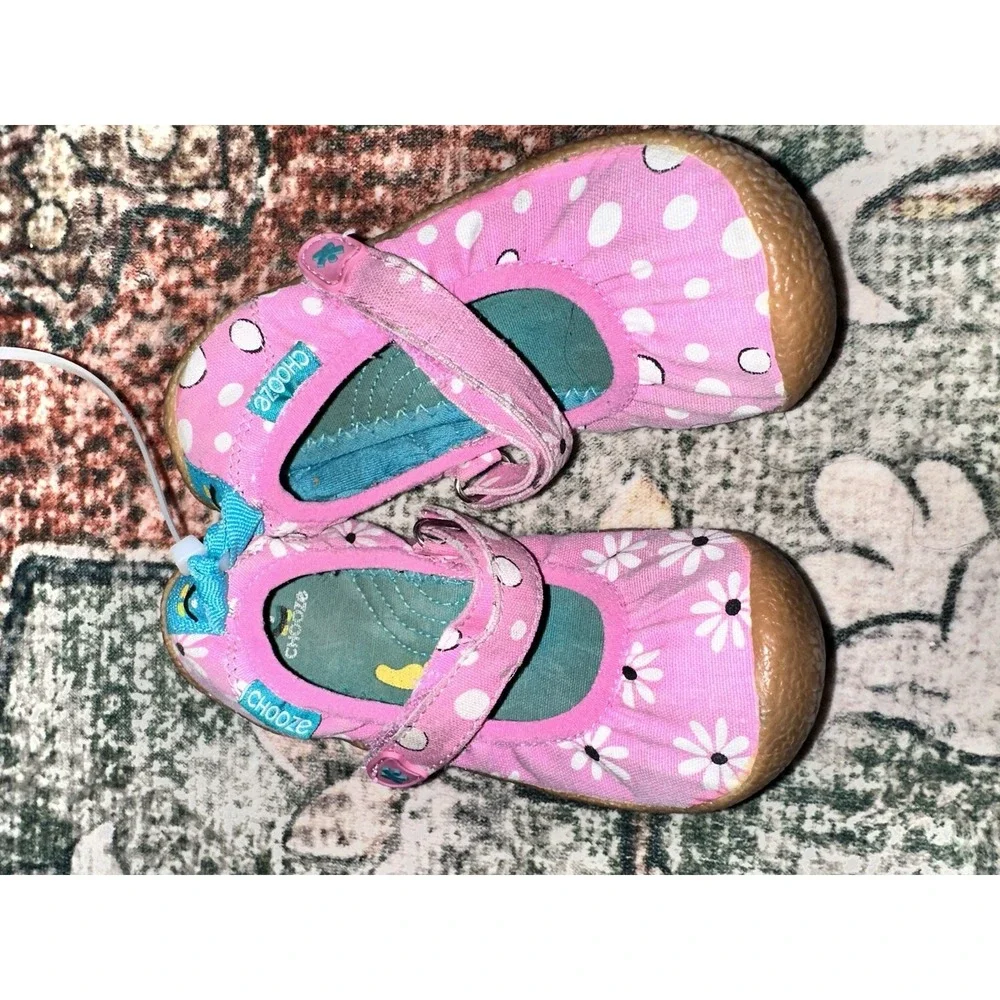 CHOOZE Goldie Youth‎ Girls Size 10 Shoes Pink floral Comfort Slip On Mary Jane